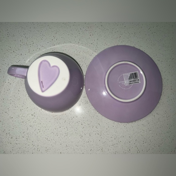STARBUCKS 2006 Purple Heart Coffee/Tea Cup w/Saucer Plate “Flirt” set. - Picture 4 of 8